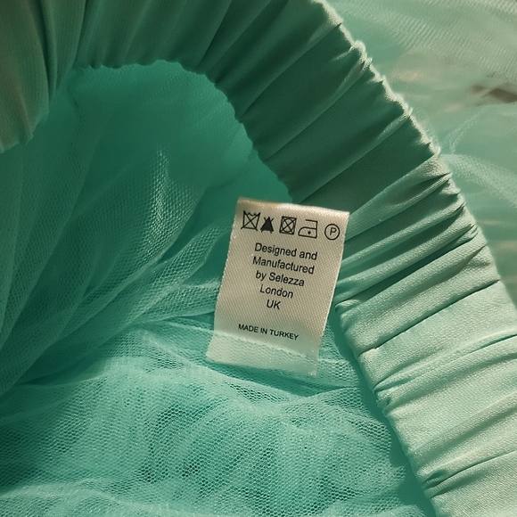 Selezza London Ruffled Mesh Crop Top in Aqua Size S - Picture 10 of 12